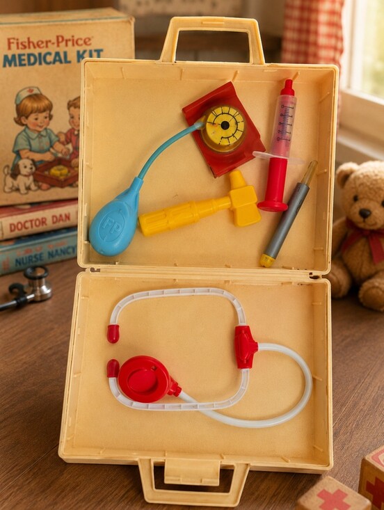 Fisher-Price Other - Vintage 1977 Fisher-Price Medical Kit Case & Accessories 70s Doctor Toy